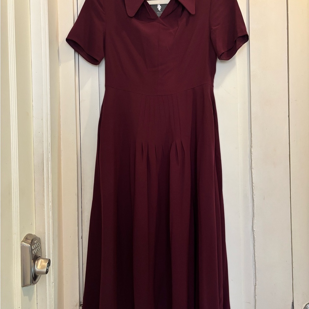 Burgundy Lively Ghosts Overlook A-Line Midi Dress - Picture 5 of 13